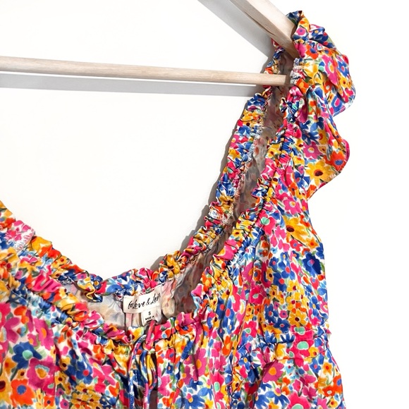 NWOT For Love & Lemons Sasha Floral Ruffle Satin Crop Top - Picture 10 of 12
